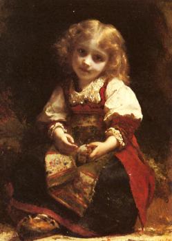 埃蒂安 阿道夫 皮奧特 A Little Girl Holding A Bird 埃蒂安 阿道夫 皮奧特 A Little Girl Holding A Bird